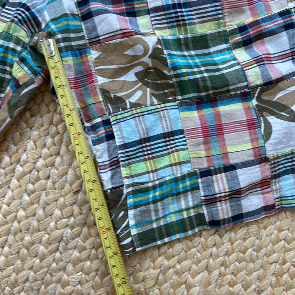 SIEGFRIED VINTAGE Patchwork Plaid Madras Flat Front Shorts 36 RARE Hawaiian - Picture 6 of 7
